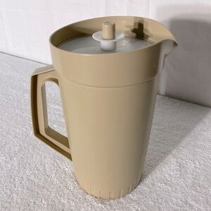Vintage Tupperware Tan Pitcher W Lid